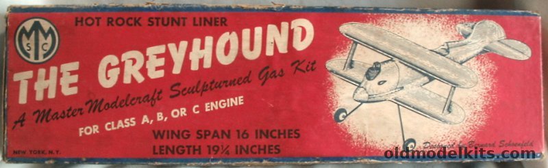 Master Modelcraft Supply Co Hot Rock Stunt Liner 'THE GREYHOUND' - Control Line Gas Aircraft Kit plastic model kit